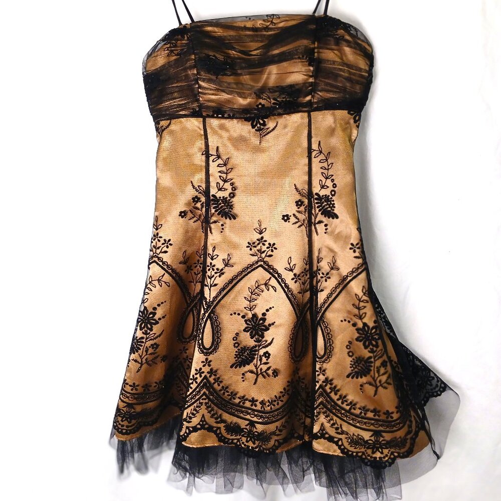 Gold with Dramatic Black Details Party/Prom Dress